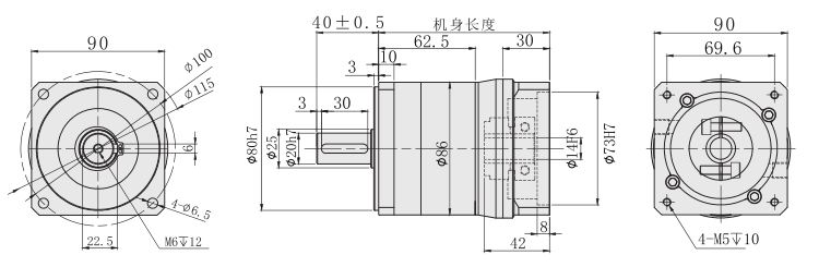 PF90减速箱外形尺寸图